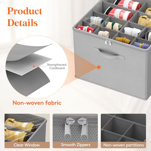 Lifewit Shoe Storage Organizer for Closet, Fabric Large Shoe Box Storage Containers with Clear Cover, Foldable Bins for Boots Heels Sneakers Fits 12-16 Pairs, 1 Pack Light Gray - color: Light Gray