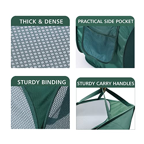 Pop Up Laundry Hamper,Collapsible Horizontal Baskets with Handles & Side Pocket,Foldable Sturdy mesh for Laundry Room,Bathroom,Kids Room,College Dorm Travel (Green) - color: Green