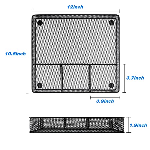 VyGrow Desk Drawer Organizer Tray, Metal Mesh Drawer Organizers Office, 4 Grid with Adjustable Compartment, Desk Organizer Tray for Home Office 12x10.6x1.9 inch Black, 2 Pack - color: 2PCS 4-Grid