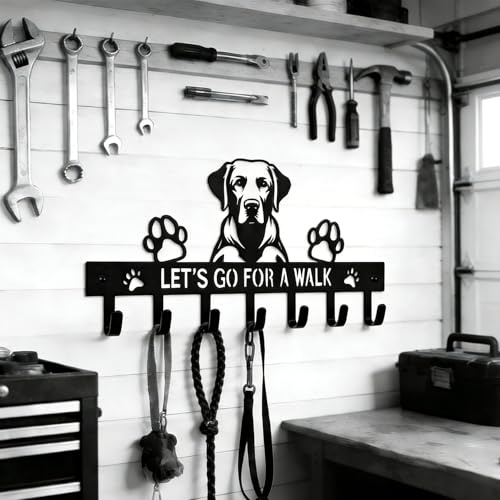 Labrador Key Holder Wall Mount, Dog Leash Holder with 7 Hooks, Metal Key Rack for Entryway Front Door, Black Wall Key Hanger, Labrador Decor Accessories Gift, Decorative Dog Storage Organizer - color: Labrador