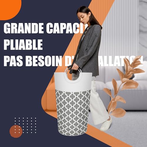 Caroeas 90L Light Laundry Basket (13 Colors), Waterproof Laundry Hamper, Laundry Bag with Padded Handles, Clothes Hamper, Collapsible Laundry Basket Easy Storage - color: LightGreyS, size: 90L