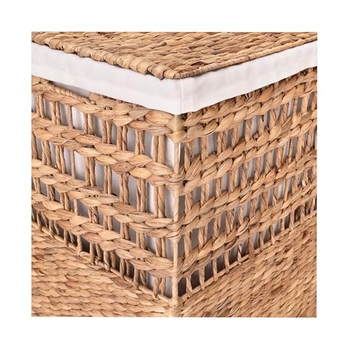 Seville Classics Premium Natural Handwoven Portable Laundry Bin Basket with Carrying Handles, Household Storage for Clothes, Linens, Sheets, Rattan, 3-Piece Hamper Set - color: Natural Water Hyacinth, size: 4-Piece Hamper Set