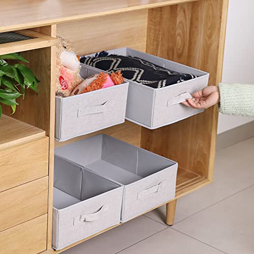 BOMKEE Clothings Collapsible Storage Bins, Foldable Drawer Organizers Closet Storage Baskets Cube Storage Bin for Bedroom Living Room (4 Pack, Grey, 15.4x11.4x5.5inch) - color: Grey, size: 15.4x11.4x5.5inch