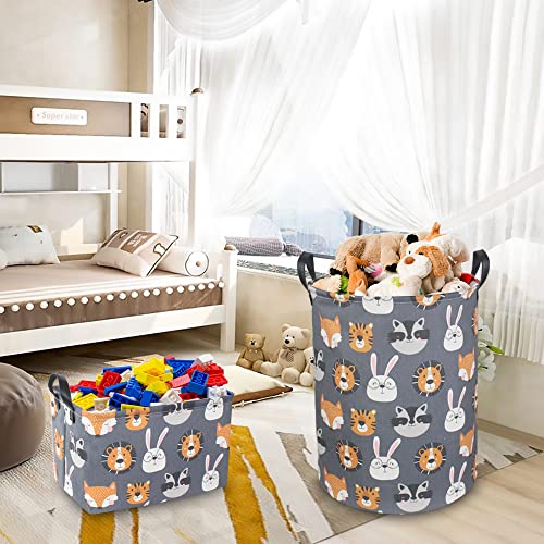 CLOCOR Kids Laundry Basket,Collapsible Fabric Storage Container,Baby Nursery Hamper for Boys,Kids Toys Bucket,Room Decor,Gift Basket(Animal Heads) - color: Animal Heads