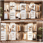 Aheaplus Closet System Set of 2, 4-9Ft Wood Closet Organizer with Drawers & Shelves, Closet Organizer System with 8 Hanging Rods, Walk-in Closets Organizer Wardrobe Closet Rack, White - color: White-2Sets