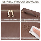 Makeup Bag Vanity Case for Women – Portable Cosmetic Bag Makeup Bag Organizer Travel Toiletry Bag with Removable Divider - color: Dark Brown
