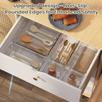 21 PCS Clear Plastic Drawer Organizer Set with 15 Inch Extra Long Bins, 5 Sizes Acrylic Makeup Organizer and Storage Trays, Non Slip Dividers for Vanity, Kitchen and Office - style: 21pcs with 15inches organizer