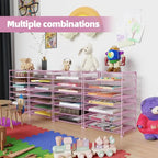 Simple Trending 2 Pack 8 Tier Letter Tray Paper - Mesh Desk File Organizer for Office School Desktop, Pink - color: 2 Pack 8 Tier Pink-Mesh Desk
