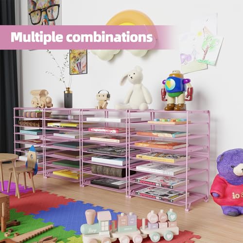 Simple Trending 2 Pack 8 Tier Letter Tray Paper - Mesh Desk File Organizer for Office School Desktop, Pink - color: 2 Pack 8 Tier Pink-Mesh Desk