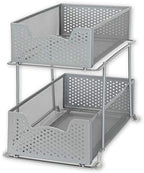 SIMPLE HOUSEWARE 2 Tier Sliding Cabinet Basket Organizer Drawer, Silver - color: Silver, size: 1-Pack