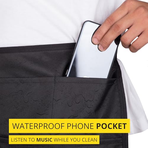 5-Pocket Waterproof Professional Cleaning Apron. Made for Pro Cleaners. Like a Cleaning Caddy Around Your Waist - color: Bright White, style: Standard