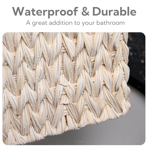 GRANNY SAYS Wicker Baskets for Storage, Wicker Storage Basket for Organizing, Small Woven Baskets, Waterproof Basket for Vanity, Home Decor, 3-Pack - color: Butter Milk, size: 13"L x 9"W x 4"H + 2x 7¾"L x 5¾"W x 3½"H