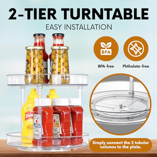 Clear Lazy Susan Organizer, Rotating Kitchen Pantry Organization and Storage, Medicine Cabinet Organizer, Lazy Susan Turntable Organizer for Cabinets, Bathroom, Refrigerator, Dresser, Spice Organizer - size: 10.6"