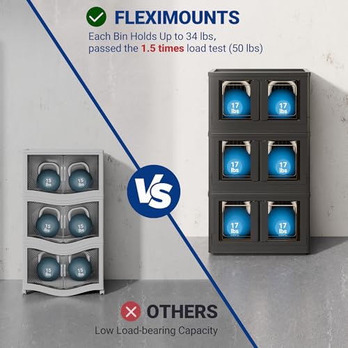 FLEXIMOUNTS 75 QT Stackable Storage Bins With Lids, Collapsible Plastic Storage Bins, Closet Organizers and Storage Containers with Doors and Built-in Wheels For Home, 2 Pack Cubes, Black - color: Black, size: 37 Qt-2 Pack