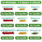 HOMBERKING 24pc Glass Food Storage Containers with Lids, Glass Meal Prep Containers, Airtight Bento Boxes, BPA Free & Leak Proof, Pantry Kitchen Storage(12 lids & 12 Containers) - Blue - color: Blue