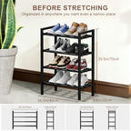 4-Tier Expandable Shoe Rack, Adjustable Shoe Shelf Storage Organizer Heavy Duty Metal Free Standing Shoe Rack for Entryway Closet Doorway (Black) - size: 4 Tier