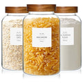 KEYWING 88oz Large Glass Jars with Airtight Acacia Wood Lids, Set of 3 Food Storage Containers for Flour, Sugar, Rice, Pasta, Cereal, Cookies – Includes 126 Labels - size: 88 Fl.oz