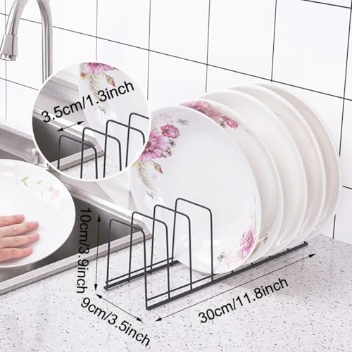 SITAKE 6 Pack Kitchen Cabinet Organizer Pot Lid Holder Stainless Steel Reusable Containers Drying Rack Stand Counter Storage Shelf for Pot Pan Dish Plate Cutting Board Serving Trays Bakeware (Black) - color: Black
