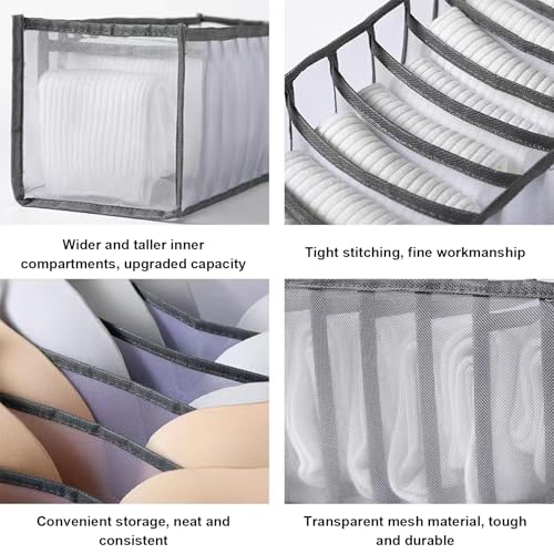 7-Compartment Clothing Organizer for Jeans and Shirts, Foldable Fabric Storage Box with Handles, Closet Drawer Solution - color: Grey2, size: 14X9.8X7.8inch