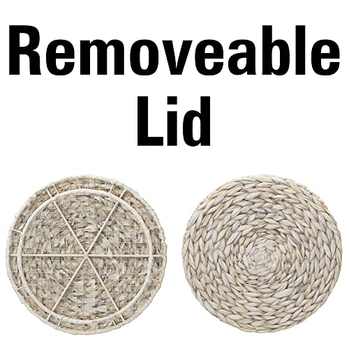 Household Essentials Handwoven Water Hyacinth Barrel Wicker Storage Basket Side Table, Cream Finish - color: Cream Water Hyacinth, style: Water Hyacinth