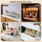 3-Tier Spice Rack Organizer for Kitchen Cabinet or Pantry, 16"-29" Expandable Spice Organization Shelf, Seasoning Organizer, Metal Display Shelf, Slip-Resistant Design for Jars and Bottles, White - size: Small-White- Fits 9.25" Deep Cabinet
