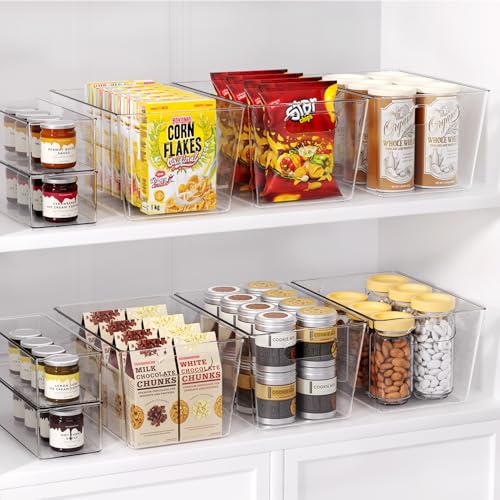 4 Pack Clear Plastic Storage Bins, Pantry Organization and Storage Bins for Kitchen-Fridge Organizer, Pantry Storage Containers, Cabinet Organizers - size: 4 Large & 0 Small