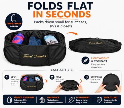 Collapsible Laundry Basket with 3 Sections, Foldable Laundry Hamper with Handles, Portable Clothes Sorter for Laundry Room, Dorm, RV, Travel, Hotel & Home