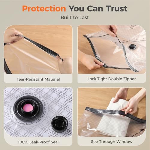 Nicetree 9-Pack Vacuum Storage Bags with Rechargeable Wireless Pump, 3 Sizes (20/24/28 Inch) Travel Vacuum Seal Bags for Clothing, Bedding & Seasonal Storage, Space Saver for Luggage - style: 9 Combo Set