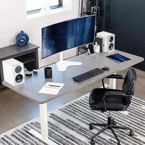 VIVO Single Monitor Desk Stand, Holds Screens up to 32 inch Regular and 38 inch Ultrawide, Freestanding VESA Steel Mount Base, Adjustable Height, Tilt, Swivel, Rotation, White, STAND-V001HW - color: White, size: 18" Tall