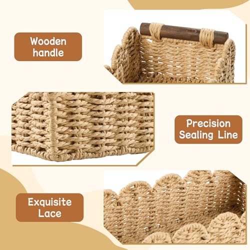Toilet Paper Storage Basket Bathroom Counter Organizer Wicker Baskets for Organizing Cute Basket for Apartment Bedroom Nursery Room Kitchen Bathroom Decor -Beige - color: Beige