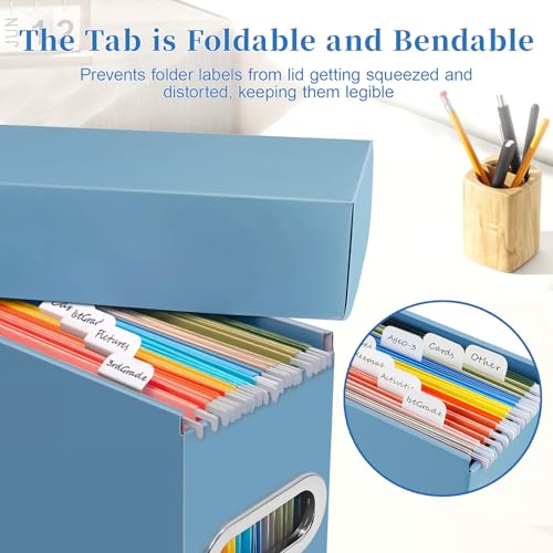 File Organizer Box with Lid & Handle, Thickened Cardboard Hanging File Folder Storage Boxes for Letter Size, Portable Filing Organizer for Office, Home, Classroom, Dusty Blue 2 Pack - color: Dusty Blue, size: 2 Pack