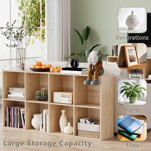 VDNEND Wooden Storage Organizer with Closed Back Panel, 11in Cube Shelf Opening, Bookshelf, Display Shelf,Closet Cabinet for Home and Office (White Oak, 8-Cube 47.8L*9.45W*24.09H) - color: White Oak, size: 8-Cube 47.8L*9.45W*24.09H