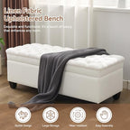 WUTUTUEE 51" Fabric Storage Ottoman Bench, Upholstered Rectangle End of Bed Storage Ottoman Tufted Living Room Bedroom Bench with Safety Hinge, Solid Wood Legs, Loads 500 lb(Beige) - color: Beige-fabric