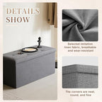 43 inch Storage Ottoman Bench, 30 inch Folding Storage Bench Ottoman, for Bedroom, Living Room, and Utility Room, Grey - size: 30"D x 43"W x 15"H