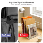 4 Vertical Compartments Clear Acrylic Magazine & File Holder – Multipurpose Desk Organizer for Office, Tablets, Magazines, Books – Documents/Home/Classroom Rack - size: A4, 4 Sections