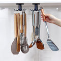 2pcs 360 °Rotation Utility Hooks,Under Cabinet Kitchen Hooks,Storage Shelf rv Must Haves,Nail Free Adhesive Kitchen Utensils Hanging Hooks for Kitchen Utensils/Tools/Towel/Knife(Black)