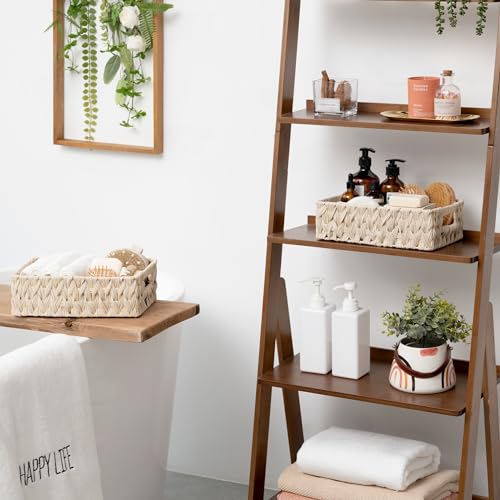 GRANNY SAYS Wicker Baskets for Organizing, Storage Basket for Shelves, Shelf Baskets with Handles, Waterproof Woven Basket for Living Room, Rectangular Baskets for Entryway, 2-Pack - color: Butter Milk, size: 11 ¼"L x 7 ½"W x 3 ½"H