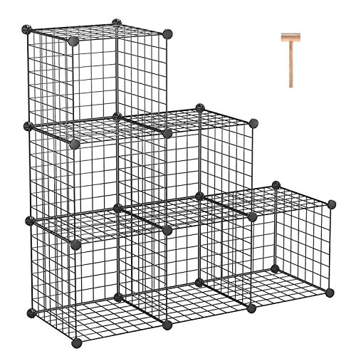 C&AHOME Wire Cube Storage, 6 - Cube Organizer Metal C Grids, Modular Shelves Units, Storage Bins Shelving, Closet Organizer, Ideal for Home, Office, Living Room, 36.6”L x 12.4”W x 36.6”H Black - color: Black, size: 6 Cube