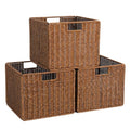 Wicker Storage Basket - Large 12x12x10in Cube, Woven Wicker for Shelves, Pantry, Kitchen & Bathroom Organization (Brown) - color: Brown