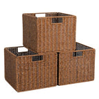 Wicker Storage Basket - Large 12x12x10in Cube, Woven Wicker for Shelves, Pantry, Kitchen & Bathroom Organization (Brown) - color: Brown