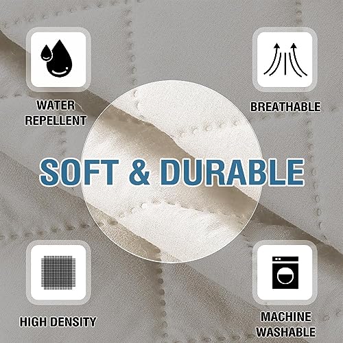 2 Pack Water Resistant Armrest Covers for Chairs and Sofas Couch Arm Covers for Sofa with 3 Pockets for Phone Sofa Arm Protector Washable for Pets, Cats (Ivory) - color: Ivory