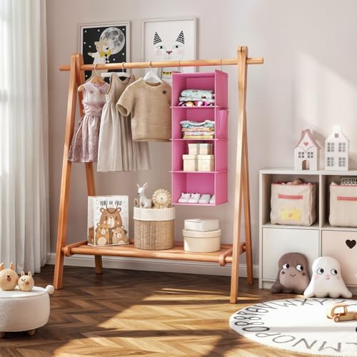 YOUDENOVA Hanging Closet Organizer, 4-Shelf Closet Hanging Storage Shelves, Light Pink - color: Light Pink, size: 4-SHELF