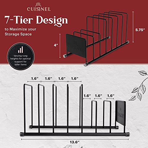 Cuisinel Pot Lid and Dish Organizer Rack - Matte Black Kitchen Storage/Organization Stand - 7-Tier Cabinet/Counter, Cookware, Pots and Pan Lids/Covers, Cutting Board Holder Organizer - color: Black, size: Lid Rack