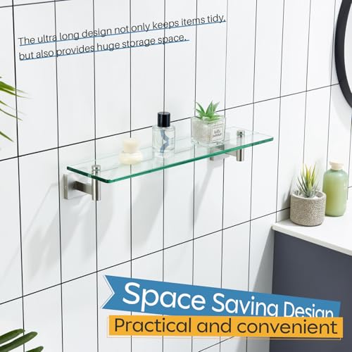 KOKOSIRI Floating Shelf Bathroom Wall Mount Shelves 20-Inch for Bedroom, Living Room, Kitchen, Storage Hanging Rack Brushed Stainless Steel B1105BR-L20 - color: Brushed Nickel, size: 20-Inch