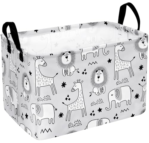 MAIZMZ Kids Storage Basket Baby Foldable Toys Organizer Bins Decorative Gifts Bakset Waterproof Nursery Hamper Women Storage Cube Kids Laundry Basket for Home/Dorm/Kitchen/Pet/Office/Closet/Shelf/ - color: grey zoo