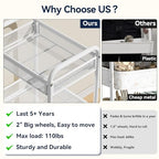 YASONIC 3 Tier Rolling Cart – Metal Utility Storage Carts with Wheels, Craft Carts Organizer with Hanging Cups, Hooks, Mesh Basket for Bedside Kitchen Office Art, White - color: White