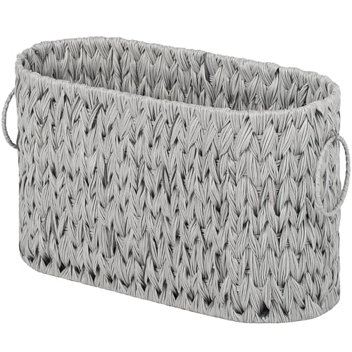 GRANNY SAYS Toilet Paper Storage, Toilet Paper Basket for Bathroom, 6 Mega Rolls Organizer Free Standing, Wicker Basket for Bathroom Storage, Grey - color: Grey, size: 15¾"L x 6½" Wx 9½"H (No Lid)