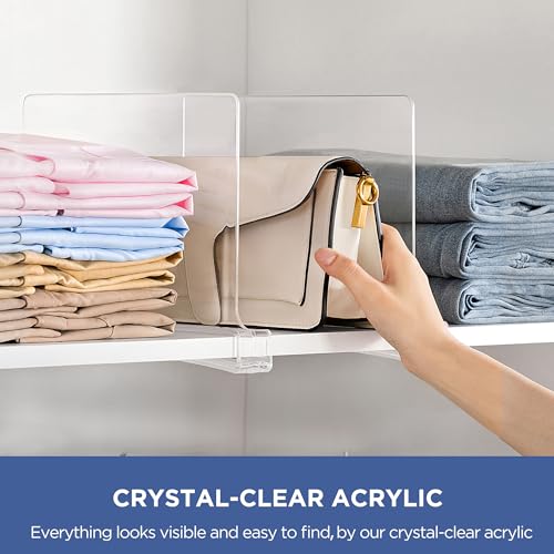 HBlife 12 Pcs Clear Acrylic Shelf Dividers, Vertical Purse Organizer for Closet Perfect for Sweater, Shirts, Handbags in Bedroom and Kitchen, Closet Separators for Organization Cabinet - color: Clear, size: 12 PCS