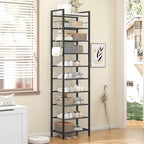 usikey 10 Tiers Narrow Shoe Rack 20-30 Pairs, Sturdy Metal Tall Shoe Rack Shelf with 4 Hooks, Slim Shoe Storage with Metal Shelf, Space Saving Vertical Shoe Organizer for Entryway Black UNYXJX018H - color: 10 Tier ( 17.9 X 11 X 69.2 Inches)-black