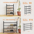 Uneviesyka Expandable Shoe Rack Organizer,Adjustable and Stackable Shoe Storage Shelf,Heavy Duty Metal Small Shoe Rack for Closet Entryway Bedroom (Black, 4 Tier) - size: 4 Tier